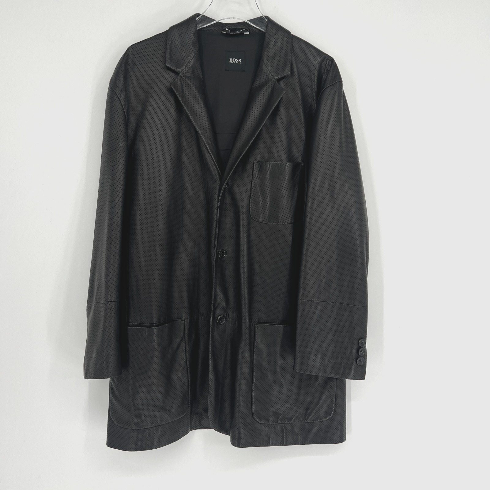 Hugo Boss Laslo Lamb Leather Blazer Mens 44r Jacket Sportscoat Classic Designer